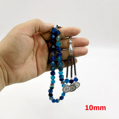 Natural Blue Agate(Aqeeq) Tasbih