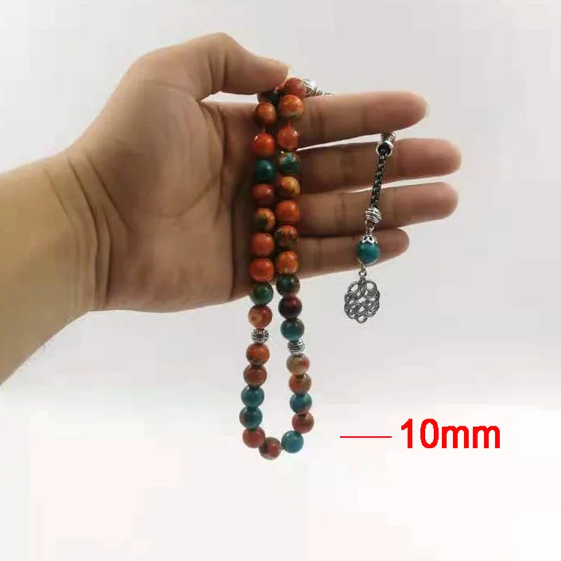 Natural Rainbow Agate(Aqeeq) Tasbih 10mm