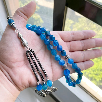 Natural Blue Agate(Aqeeq) Tasbih