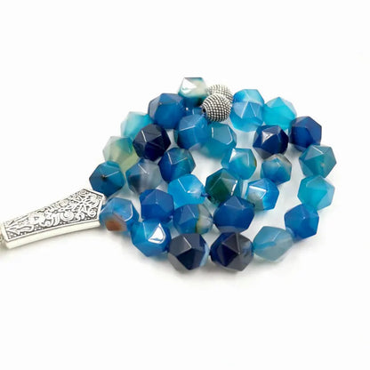 Natural Blue Agate(Aqeeq) Tasbih